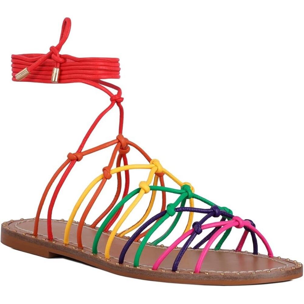 Women's Rainbow Strappy Lace-Up Sandals